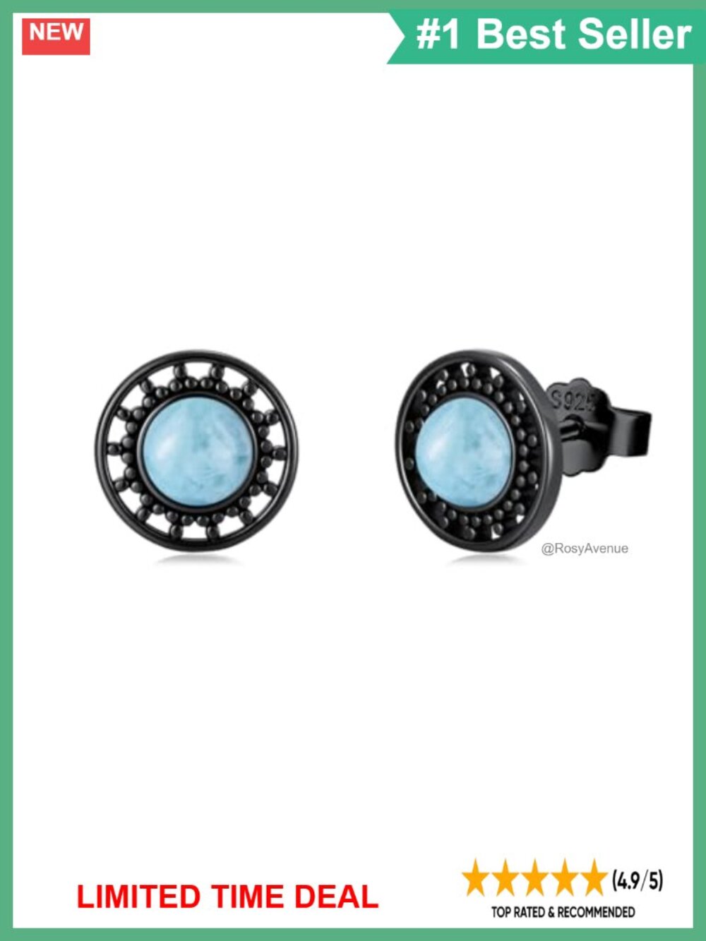 925 Sterling Silver Stud Earrings Hypoallergenic Unisex 10mm